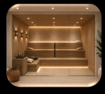 Cedar sauna with tiered benches